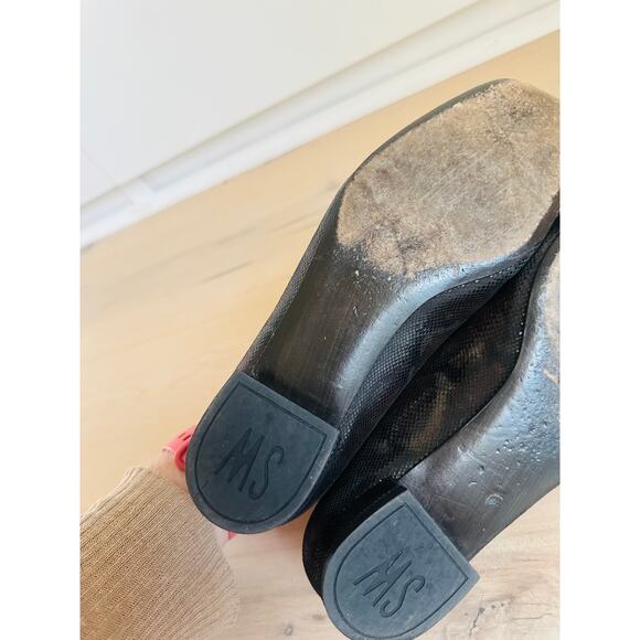 Stuart Weitzman Camo Print Flats Black Brown Size 7 Bow Classic Minimalist - Picture 4 of 6